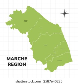 Marche Region map illustration. Map of the Region in Italy