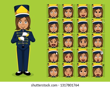 Marching Band Characters Clarinet Cartoon Emoticon Faces Vector Illustration