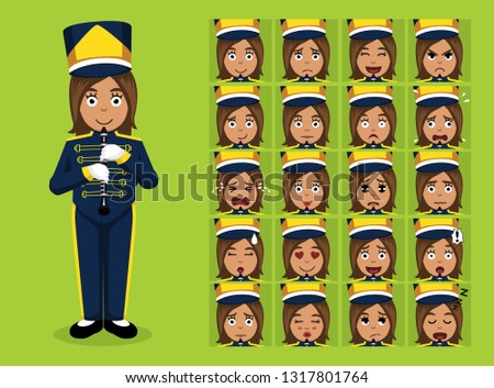 Marching Band Characters Clarinet Cartoon Emoticon Faces Vector Illustration