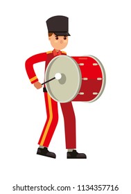 marching band drummer vector illustration