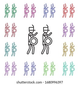 Marching band, drums multi color style icon. Simple thin line, outline vector of carnival and amusement icons for ui and ux, website or mobile application