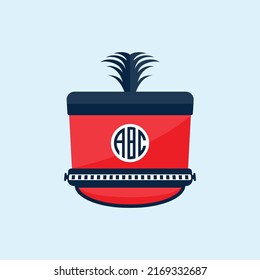 Marching Band Hat Illustration With Red And Dark Color Design. Premium Vector And Creative Unique Design.