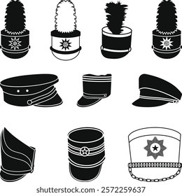 Marching Band Hat SVG'' Bundle, Hat Band Icon Silhouette, Marching Band Vector Illustration,