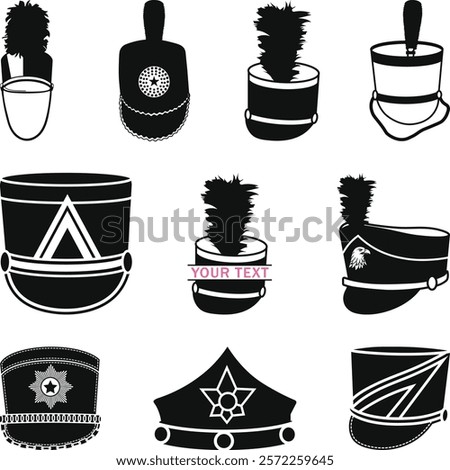 Marching Band Hat SVG'' Bundle, Hat Band Icon Silhouette, Marching Band Vector Illustration,