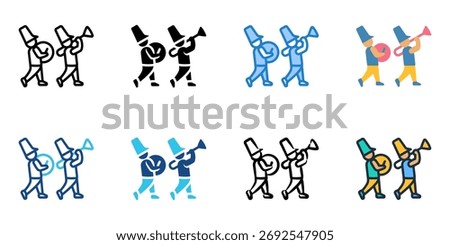 Marching band icon set multiple style collection 

