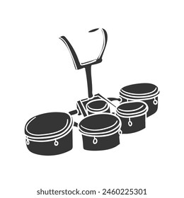 Marching Band Icon Silhouette Illustration. Drums Vector Graphic Pictogram Symbol Clip Art. Doodle Sketch Black Sign.