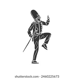 Marching Band Icon Silhouette Illustration. Director Vector Graphic Pictogram Symbol Clip Art. Doodle Sketch Black Sign.