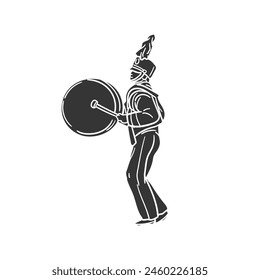 Marching Band Icon Silhouette Illustration. Drumer Vector Graphic Pictogram Symbol Clip Art. Doodle Sketch Black Sign.