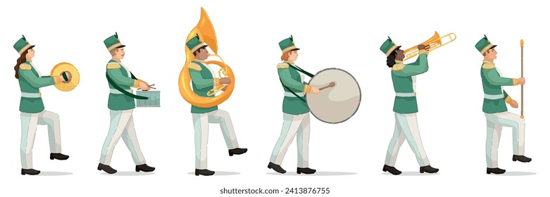 Marching band on white background