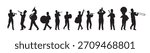 marching band silhouettes vector illustration