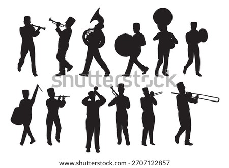 marching band silhouettes vector illustration