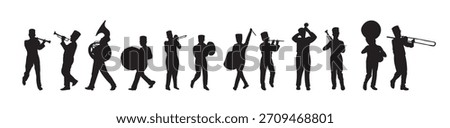marching band silhouettes vector illustration