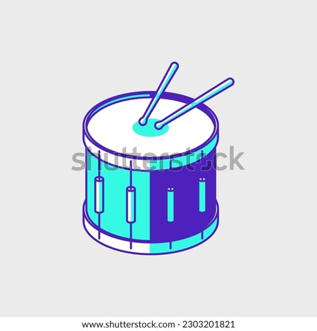 Marching band snare drum isometric vector icon illustration