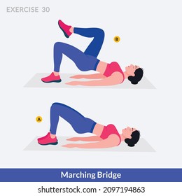 Marching Bridge, gimnasia de entrenamiento para mujeres, aeróbic y ejercicios.