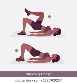 Marching Bridge exercise, Woman workout fitness, aerobic and exercises.