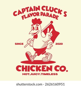Marching Chicken Mascot Logo - Captain Cluck’s Flavor Parade