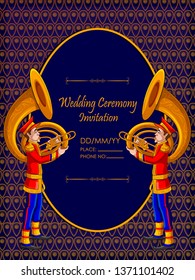 Marching Music Brass Band For Festival Celebration And Indian Wedding. Vector Illustration