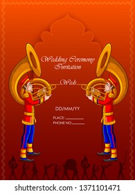 Marching Music Brass Band For Festival Celebration And Indian Wedding. Vector Illustration