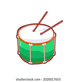 Marching snare drum isolated on white background. Vector illustration of musical instrument