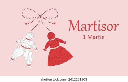 Marcisor. Baba Marta. The symbol of the meeting of spring on March 1. Vector illustration.