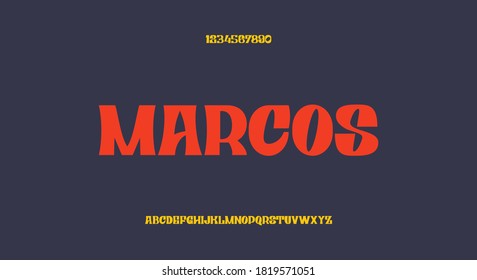 Marcos, bold display font, vintage typeface design vector illustration