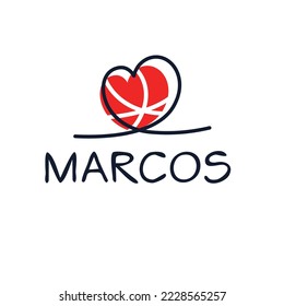 (Marcos) Calligraphy name, Vector illustration.