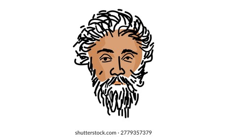 Marcus Aurelius portrait, color vector illustration