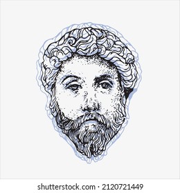 Marcus Aurelius. Vector graphic portrait. Roman emperor, philosopher, representative of late Stoicism.
