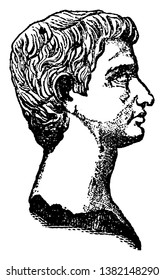 Marcus Junius Brutus, 85 v. Chr., war ein Politiker der römischen Republik, Vintage-Linie-Zeichnung oder Gravierungsgrafik