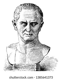 Marcus Tullius Cicero, 106 BC-43 BC, he was a Roman politician, lawyer, consul of the Roman Republic, and governor of the Roman province of Cilicia, vintage line drawing or engraving illustration