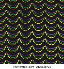 Mardi beads  seamless pattern.  Masquerade vector background.  Easy to edit  template for carnival decorations.