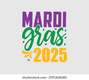 Mardi Gras 2025, Mardi Gras Design Idea, Retro Mardi Gras T-shirt - Fat Tuesday Carnival t shirt design