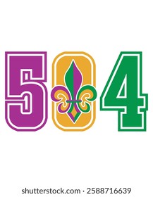 Mardi Gras 504 Nola T-Shirt Design