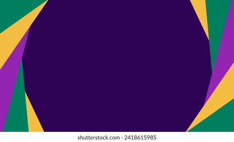 Mardi Gras Abstract Geometric Banner. Purple, Green, And Yellow Colors. Vector Wallpaper 