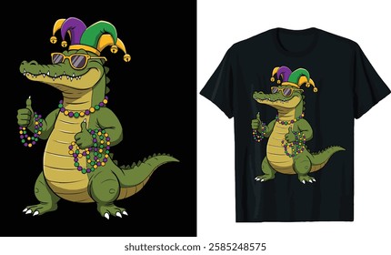 Mardi Gras Alligator T-Shirt Design