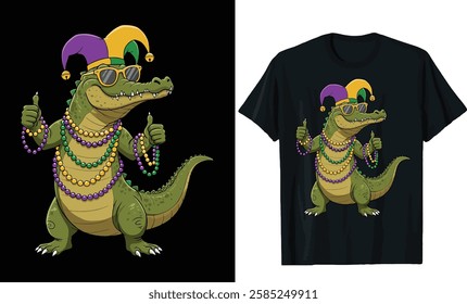 Mardi Gras Alligator T-Shirt Design