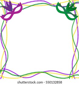  Mardi Gras Background With Beads And Masks. Vector Illustration.