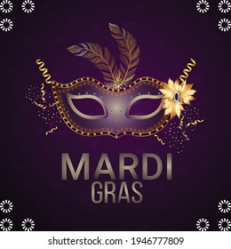 Mardi Gras Background With Circus Tent And Golden Mask