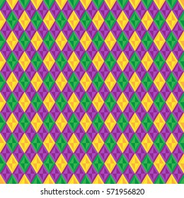 Mardi Gras background for greeting cards, textiles, wallpaper. Fat Tuesday. Vector illustration. Colorful geometric textures. 