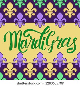 Mardi Gras background with masquerade mask silhouette. Template for greeting card.Mardi Gras carnival background. Lettering