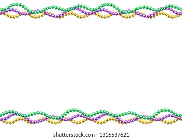 Mardi Gras background template, festive banner with colorful beads, vector illustration