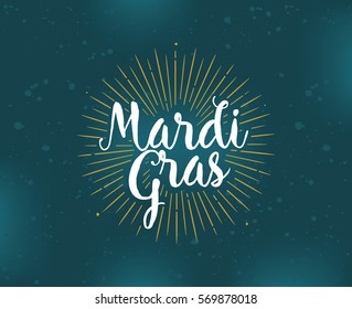 Mardi Gras background with text. Usable for greeting card, banner, gift packaging, promo. Fat tuesday, carnival