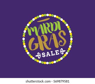 Mardi Gras background with text. Usable for greeting card, banner, gift packaging, promo. Fat tuesday, carnival