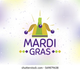 Mardi Gras background with text. Usable for greeting card, banner, gift packaging, promo. Fat tuesday, carnival