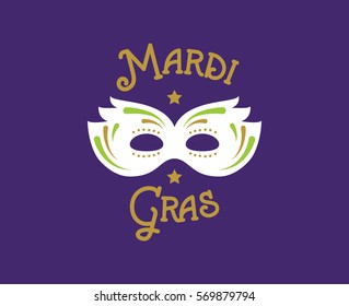 Mardi Gras background with text. Usable for greeting card, banner, gift packaging, promo. Fat tuesday, carnival