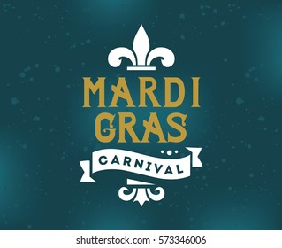Mardi Gras background with text. Usable for greeting card, banner, gift packaging, promo. Fat tuesday, carnival