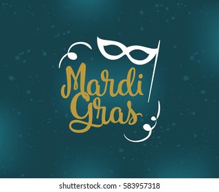 Mardi Gras background with text. Usable for greeting card, banner, gift packaging, promo. Fat tuesday, carnival