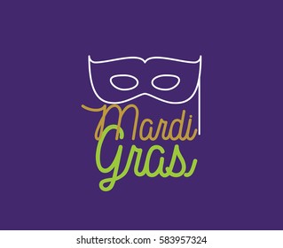 Mardi Gras background with text. Usable for greeting card, banner, gift packaging, promo. Fat tuesday, carnival