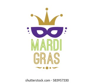 Mardi Gras background with text. Usable for greeting card, banner, gift packaging, promo. Fat tuesday, carnival