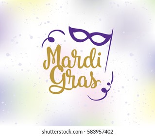 Mardi Gras background with text. Usable for greeting card, banner, gift packaging, promo. Fat tuesday, carnival